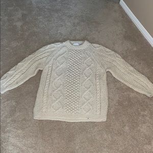 Passport cream pure wool men's crewneck sweater